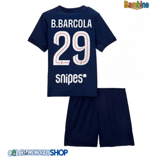 Maglie da calcio Paris Saint-Germain Bradley Barcola #29 Prima Maglia Bambino 2025-26 Manica Corta + Pantaloni corti)